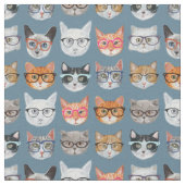Cute Cats Wearing Glasses Pattern Stof (Close Up)