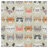 Cute Cats Wearing Glasses Pattern Stof (Close Up)