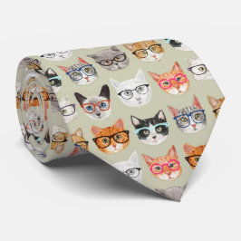 Cute Cats Wearing Glasses Pattern Stropdas