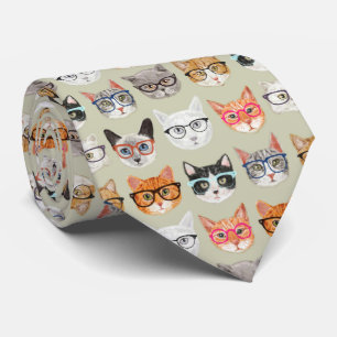 Cute Cats Wearing Glasses Pattern Stropdas