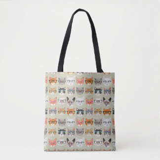 Cute Cats Wearing Glasses Pattern Tote Bag