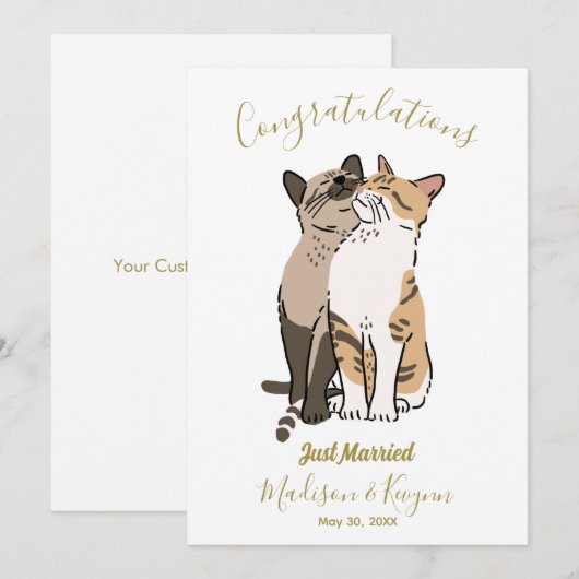Cute cats wedding card kaart (Voorkant / Achterkant)