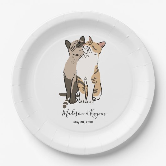 Cute Cats Wedding Papieren Bordje (Voorkant)