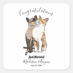Cute Cats Wedding Vierkante Sticker