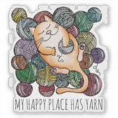Cute Cat's Yarn Heaven Knitting Wool Knitters Sticker (Voorkant)