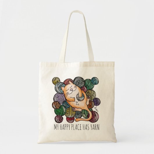 Cute Cat's Yarn Heaven Knitting Wool Tote Bag (Voorkant)