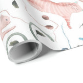 Cute Cats & Yarn Pattern Waterverven Illustratie Cadeaupapier (Rol Hoek)