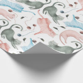 Cute Cats & Yarn Pattern Waterverven Illustratie Cadeaupapier (Hoek)