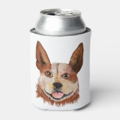 Cute Cattle Dog Red Heeler Portrait Painting Blikjeskoeler (Blikje Voorkant)