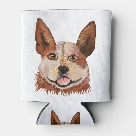 Cute Cattle Dog Red Heeler Portrait Painting Blikjeskoeler (Voorkant)