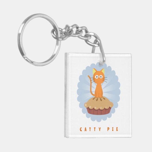 Cute Catty Pie Lover Sleutelhanger (Voorkant Links)