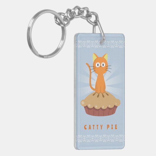 Cute Catty Pie Lover Sleutelhanger (Voorkant Links)