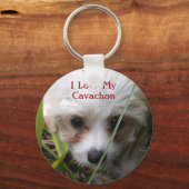 Cute Cavachon Puppy Sleutelhanger (Voorkant)