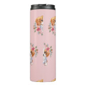 Cute Cavalier King Charles Spaniel Dog en Flowers Thermosbeker (Achterkant)