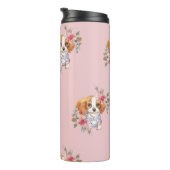 Cute Cavalier King Charles Spaniel Dog en Flowers Thermosbeker (Geroteerd rechts)