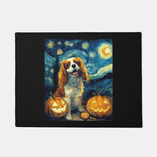 Cute Cavalier King Charles Spaniel Dog Halloween J Deurmat (Voorkant)