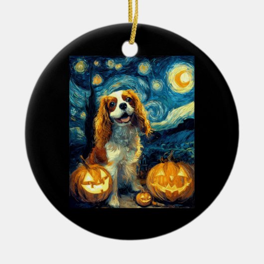 Cute Cavalier King Charles Spaniel Dog Halloween J Keramisch Ornament (Voorkant)