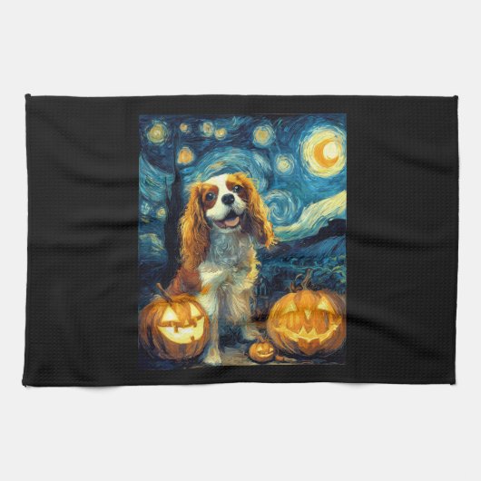 Cute Cavalier King Charles Spaniel Dog Halloween J Theedoek (Horizontaal)
