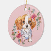 Cute Cavalier King Charles Spaniel en Flowers Keramisch Ornament (Links)