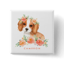 Cute Cavalier King Charles Spaniel Oranje Floral