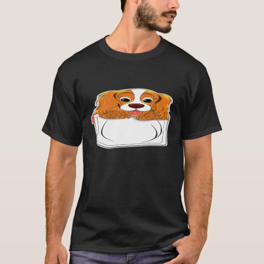 Cute Cavalier King Charles Spaniel Pocket Dog Grap T-shirt (Voorkant)