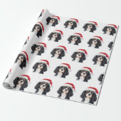 Cute Cavalier King Charles Spaniel with Santa Hat  Cadeaupapier (Uitgerold)
