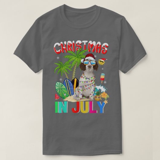Cute Cavalier King in Santa Hat Sunbril Christm T-shirt (Design voorkant)