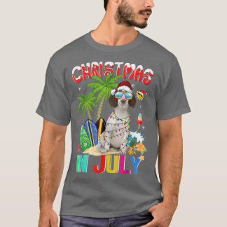 Cute Cavalier King in Santa Hat Sunbril Christm T-shirt