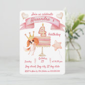 Cute Cavalier met cake vieren vierde verjaardag Kaart (Staand voorkant)