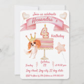 Cute Cavalier met cake vieren vierde verjaardag Kaart (Voorkant)