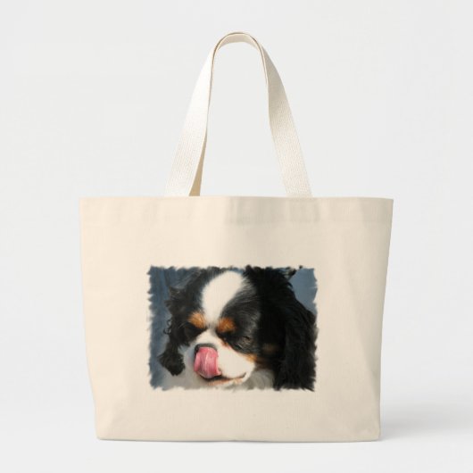 Cute Cavalier Spanial Dog Canvas Bag Grote Tote Bag (Voorkant)