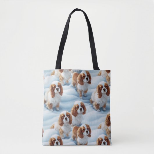 Cute cavalier spaniels Enchanted Winter Snow Tote Bag (Voorkant)