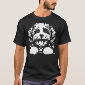 Cute Cavapoo Peeking Dog Graphic Design T-shirt (Voorkant)