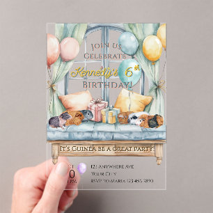 Cute Cavia Acryl Verjaardagsfeest Uitnodiging