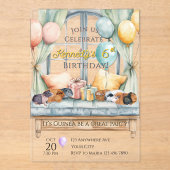 Cute Cavia Acryl Verjaardagsfeest Uitnodiging (Voorkant)