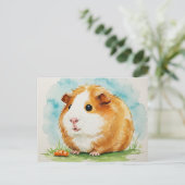 Cute Cavia met wortel Ansichtkaart Briefkaart (Staand voorkant)