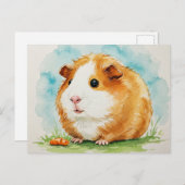 Cute Cavia met wortel Ansichtkaart Briefkaart (Voorkant / Achterkant)