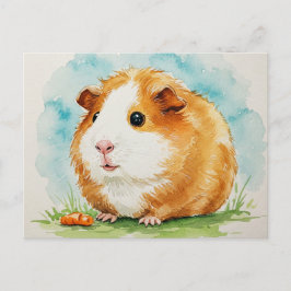 Cute cavia met wortel ansichtkaart briefkaart