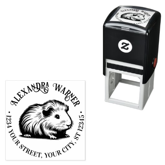 Cute Cavia Naam Guinea Pig Retouradres Zelfinktende Stempel (In situ)