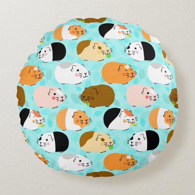Cute Cavia Patroon Rond Kussen (Voorkant)