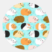 Cute Cavia Patroon Ronde Sticker (Voorkant)