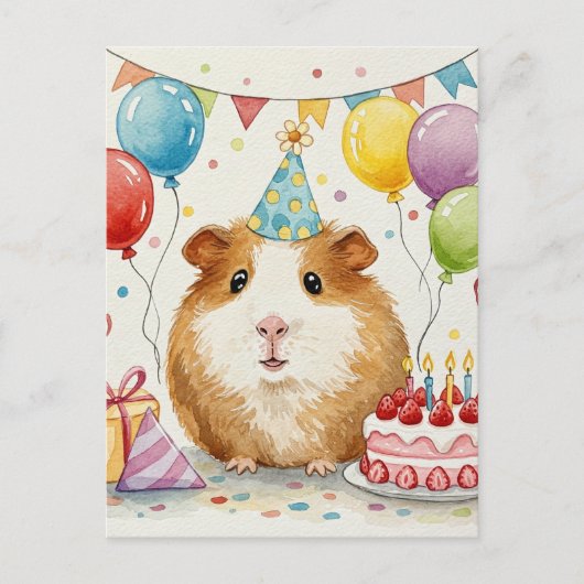 Cute Cavia Verjaardagskaart Briefkaart (Voorkant)