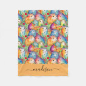 Cute cavia's patroon script naam fleece deken (Voorkant)