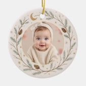 Cute Celestial Baby First Christmas Photo Keramisch Ornament (Voorkant)