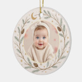 Cute Celestial Baby First Christmas Photo Keramisch Ornament (Links)
