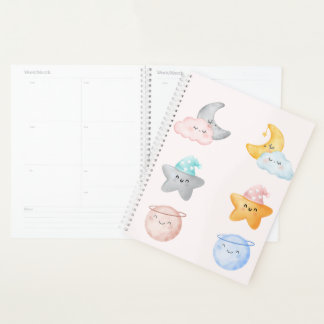 Cute Celestial Characters – Whimsical Pastel Space Planner