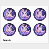Cute Celestial Easter Bunny Round Sticker (Vel)