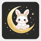 Cute Celestial Easter Bunny Square Sticker (Voorkant)
