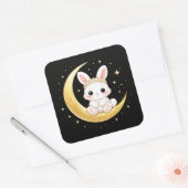 Cute Celestial Easter Bunny Square Sticker (Envelop)