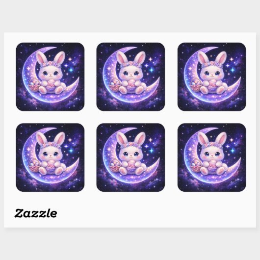 Cute Celestial Easter Bunny Sticker Sheet (Vel)